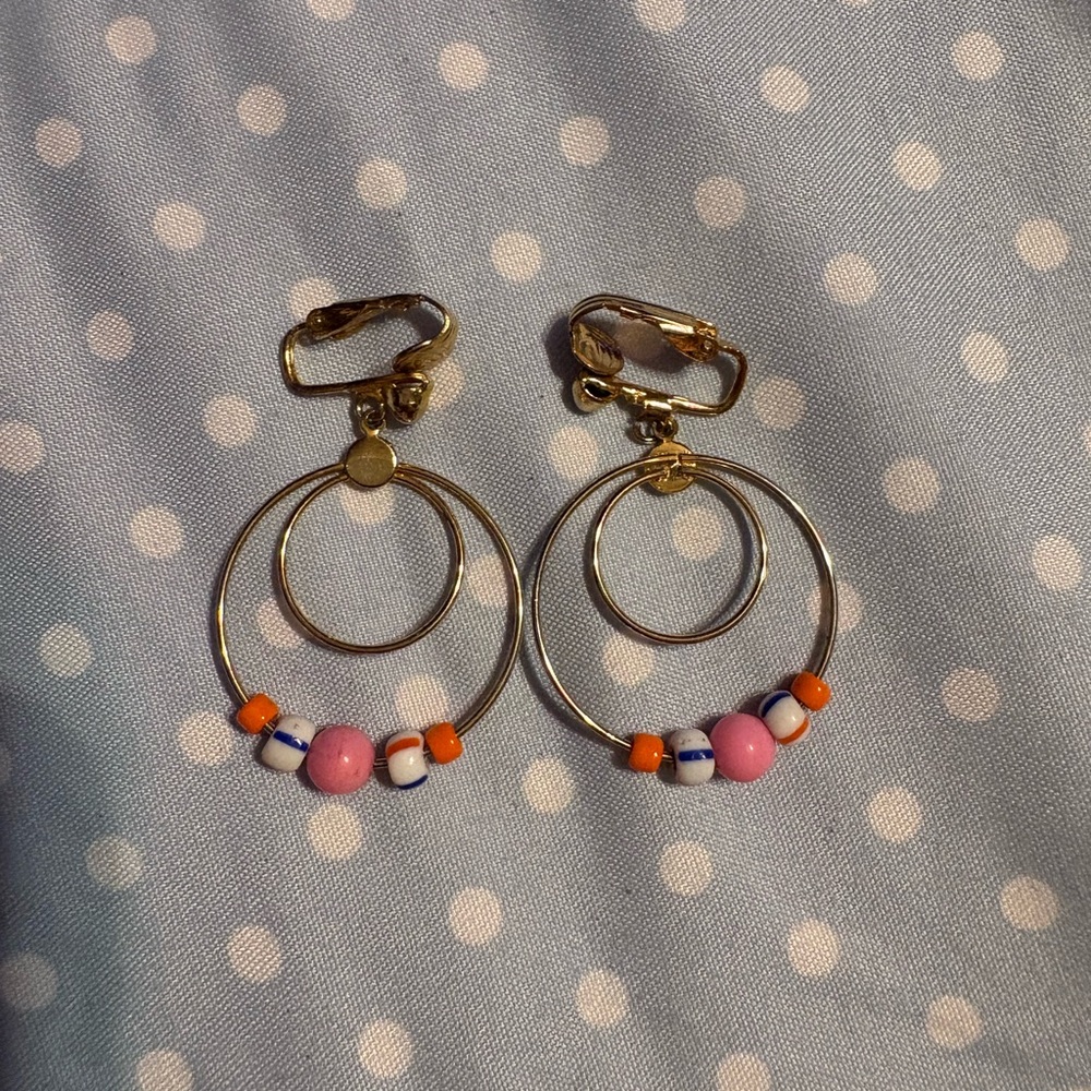 Gold and Pink Minimalist Earrings with Geometric Design